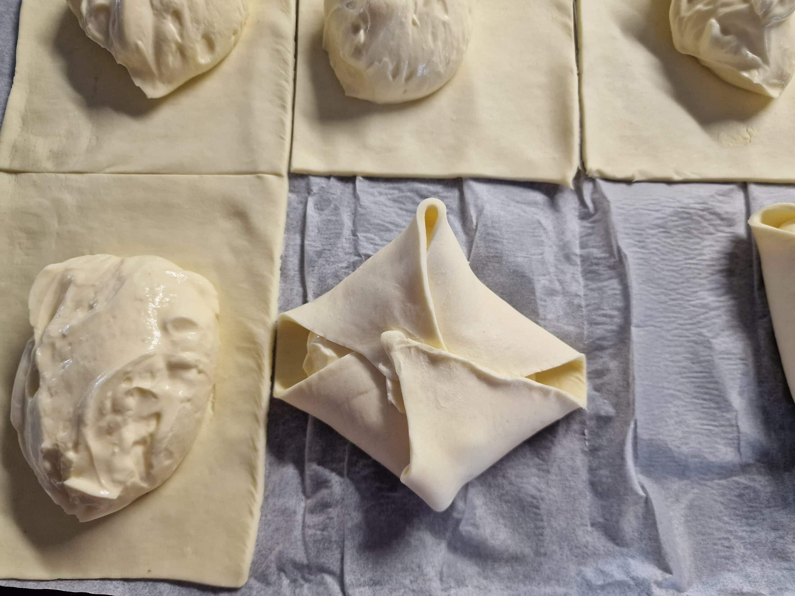 Blätterteig Quarktaschen Falten