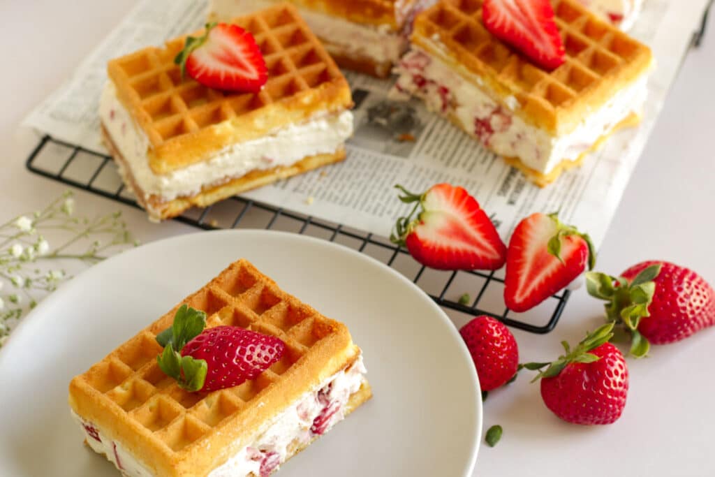 Erdbeer Waffelkuchen mit Waffelplatten