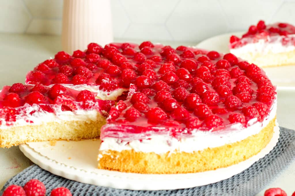 Anschnitt Himbeerkuchen