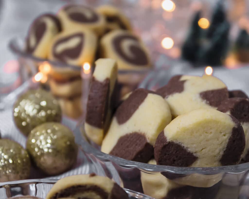 Schwarz weiß Gebäck Weihnachtsplätzchen